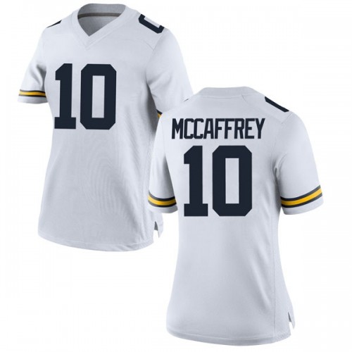 Dylan McCaffrey Michigan Wolverines Women's NCAA #10 White Replica Brand Jordan College Stitched Football Jersey SFB4754CN